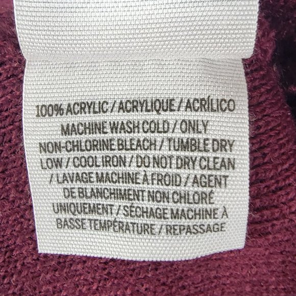 Victoria's Secret PINK Stocking Cap Winter Hat POM Beanie Knit Maroon White OSFA - Picture 3 of 3